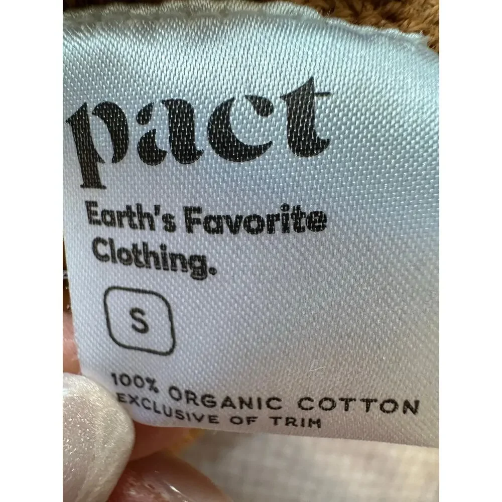 Pact Honeycomb Knit Crew Sweater Camel Size Small 100% Cotton - Picture 8 of 8